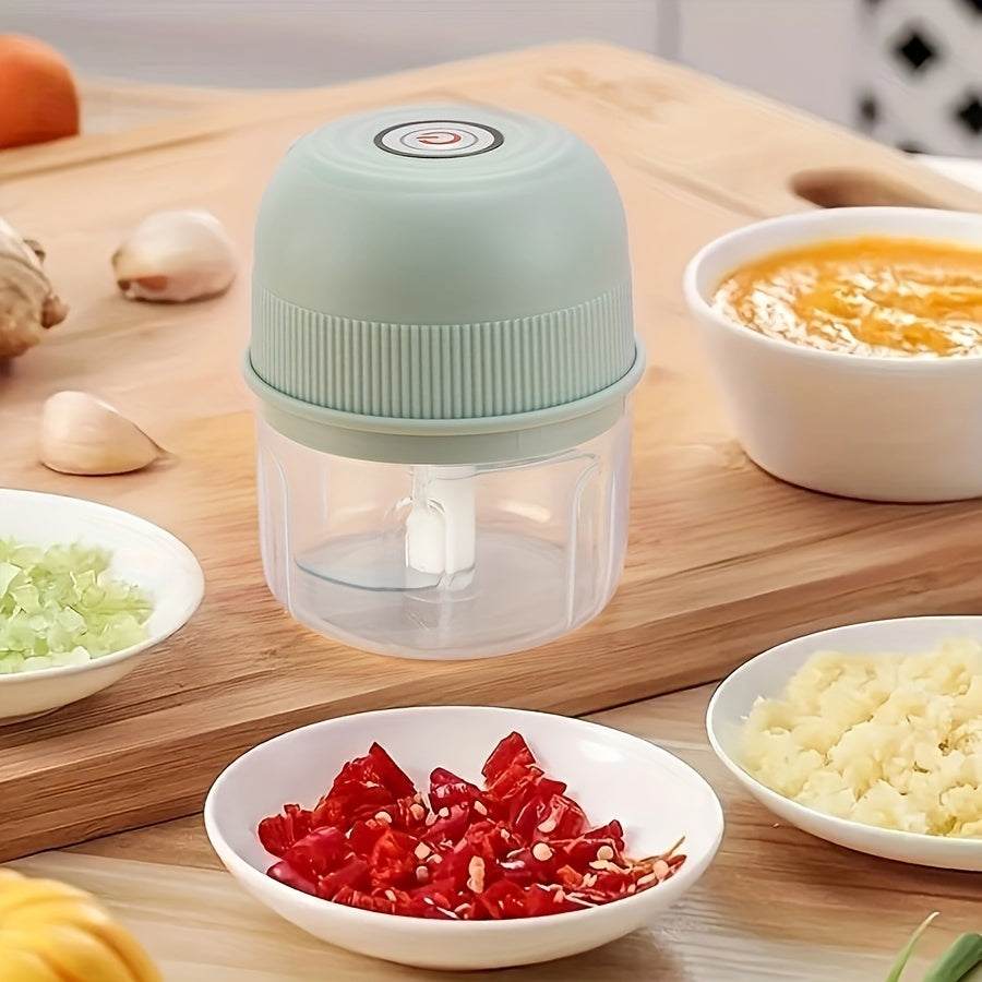 250ml Electric Mini Garlic Chopper, USB Rechargeable Meat Grinder, Stainless Steel Blade, Round ABS Cup, Safety Switch, 3600 RPM, for Ginger, Vegetables, and Meat Grinding