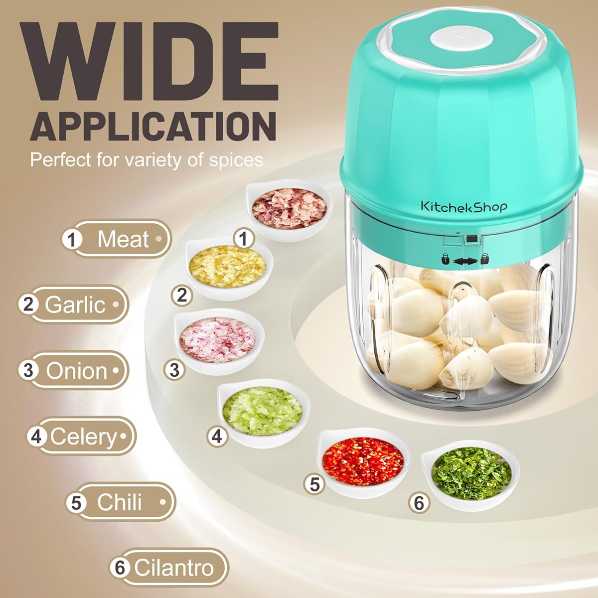 Portable Cordless Mini Food Processor - 10.14oz Large Capacity, BPA-Free Electric Chopper with Blades, for Garlic, Vegetables, Nuts, Spices, Meat - Ideal for Home, Travel, Camping, Office - Compact Blender
