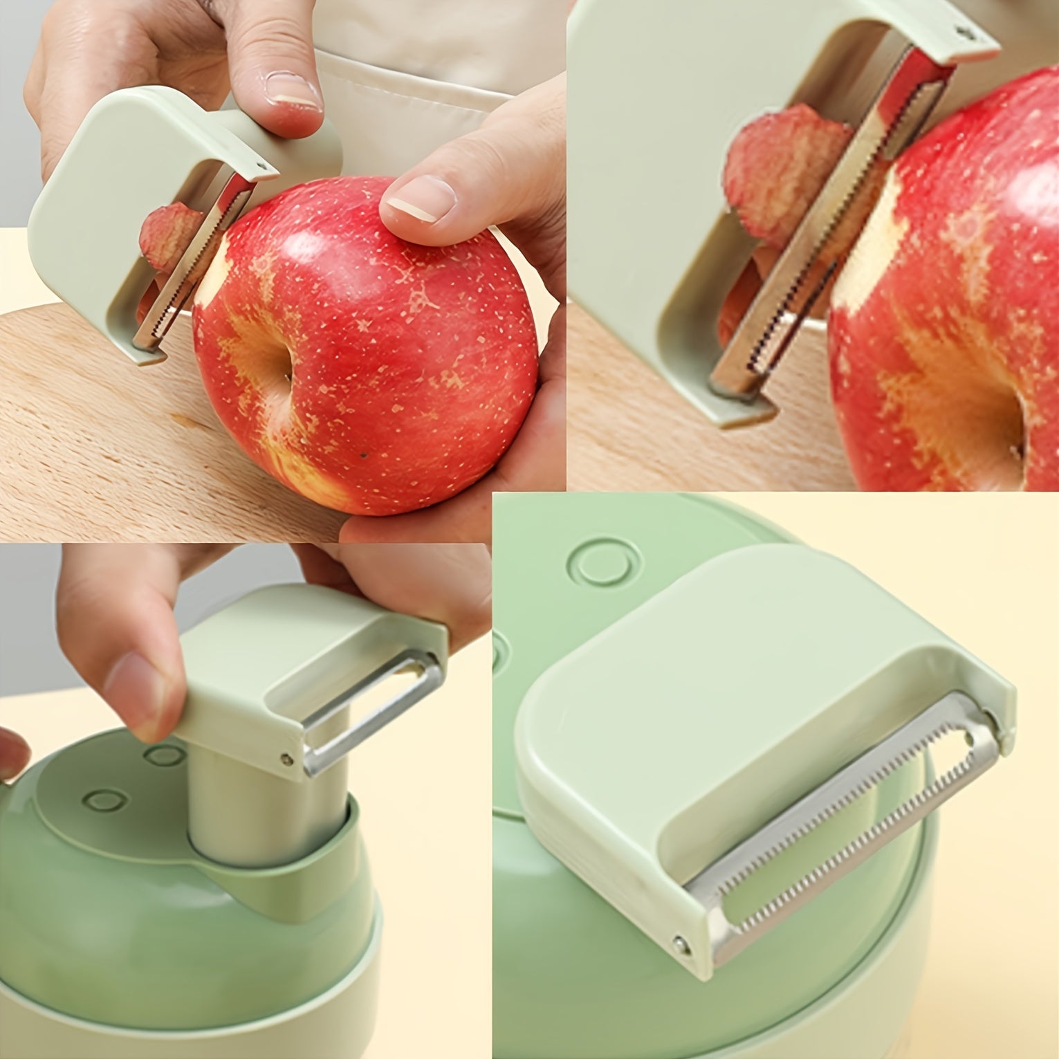 2025 Upgrade Portable Handheld 4in 1 Electric Vegetable Slicer, Electric Vegetable Cutter Set, Multifunctional vegetable Cutter& Slicer, Wireless Garlic Mud Masher, Fruit Slicers(green), Kitchen Gadget, Vegetable Slicing, Ergonomic Grip, Handheld Design,