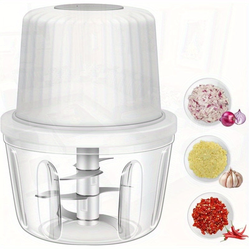 13.53oz Electric Garlic Chopper 6 Blades Garlic Grinder Mini Vegetable Chopper USB Portable Veggie Chopper Onion Mincer Food Processor for Ginger Chili Fruit Meat, Home Cooking, Quick Chopping, Sleek Grinder, Handheld Device, Efficient Chopper, Sharp,