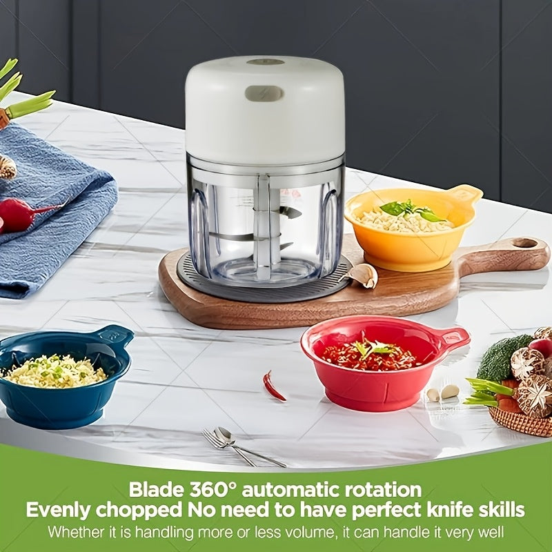 Portable 250ml Garlic Grinder: Wireless Food Processor for Ginger, Onion, Chili, Fruit, Meat, Vegetable - 304 Food Grade Stainless Steel Blade - Fast Speed - 36V USB Charging - 800RPM - 30W
