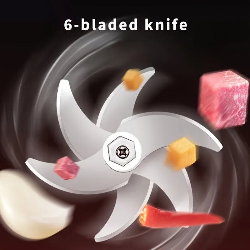 Electric Garlic Crusher, Food Chopper, USB Rechargeable, Garlic Crusher, Electric Vegetable Chopper, Electric Grinder, 6-blade Knife for Fast Crushing, Suitable for Various Vegetables, Garlic, Ginger, Chili, Etc.