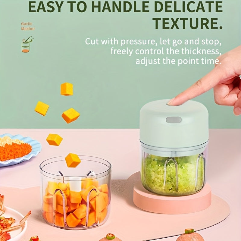 Portable 250ml Garlic Grinder: Wireless Food Processor for Ginger, Onion, Chili, Fruit, Meat, Vegetable - 304 Food Grade Stainless Steel Blade - Fast Speed - 36V USB Charging - 800RPM - 30W