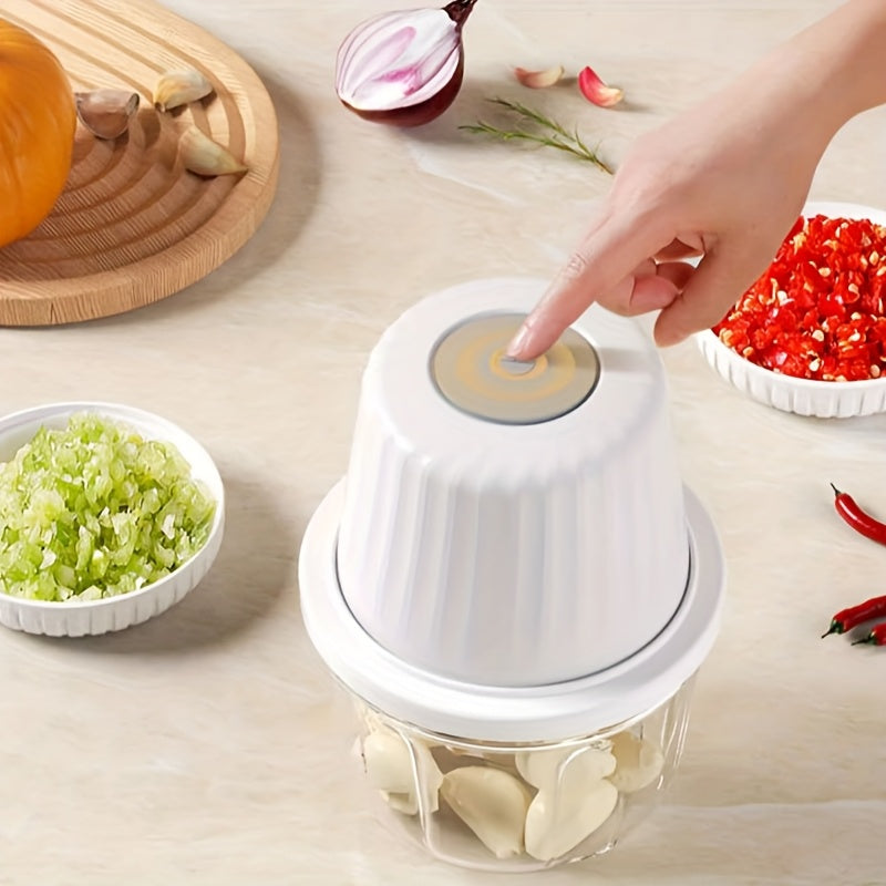 6-Blade USB Rechargeable Electric Garlic Mincer 400ml 14oz Large Capacity Mini Food Processor/Wireless Portable Vegetable Chopper, Food Grinder for Garlic/Ginger/Onion/Pepper/Nuts/Infant Food— Chef Friend Gift Choice/Kitchen Enthusiast Favorite