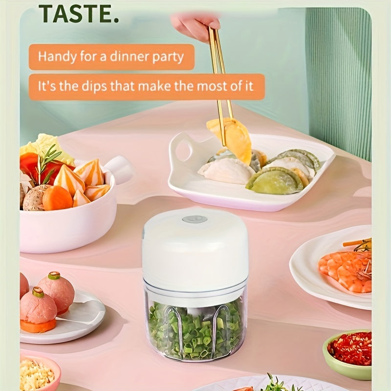 Portable 250ml Garlic Grinder: Wireless Food Processor for Ginger, Onion, Chili, Fruit, Meat, Vegetable - 304 Food Grade Stainless Steel Blade - Fast Speed - 36V USB Charging - 800RPM - 30W