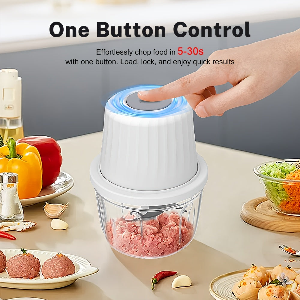 Deelife 400ml Mini Electric Food Chopper with 6 Slices Blades - Portable USB Rechargeable Garlic Cutter, Vegetable Chopper, Multi-Functional Fruit and Meat Grinder for Chopping Onions, Peppers, Celery, Ginger, Carrots - Kitchen Essential Tool, Vegetable