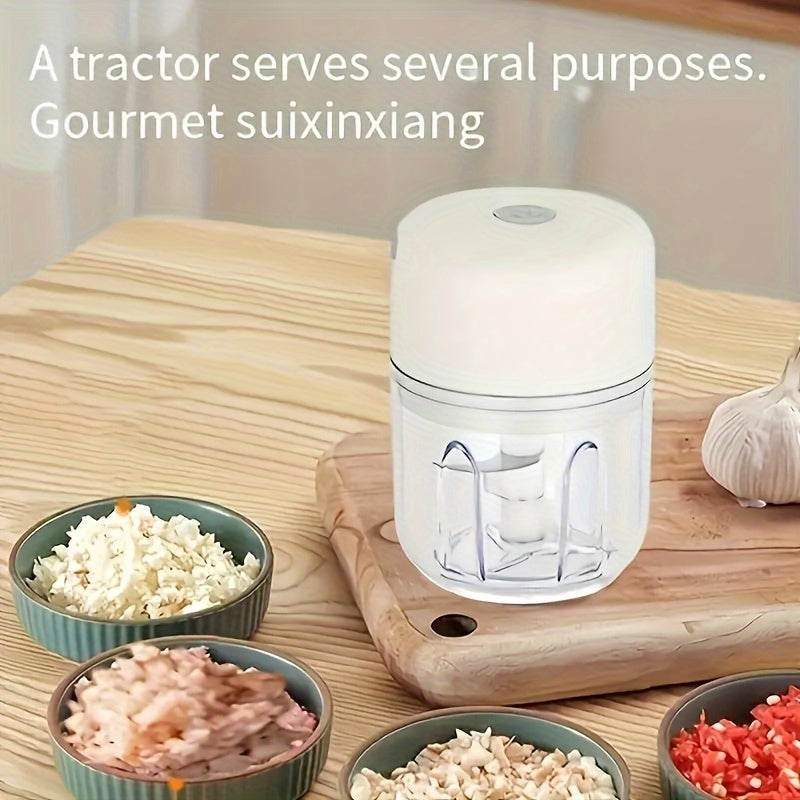 Portable 250ml Garlic Grinder: Wireless Food Processor for Ginger, Onion, Chili, Fruit, Meat, Vegetable - 304 Food Grade Stainless Steel Blade - Fast Speed - 36V USB Charging - 800RPM - 30W