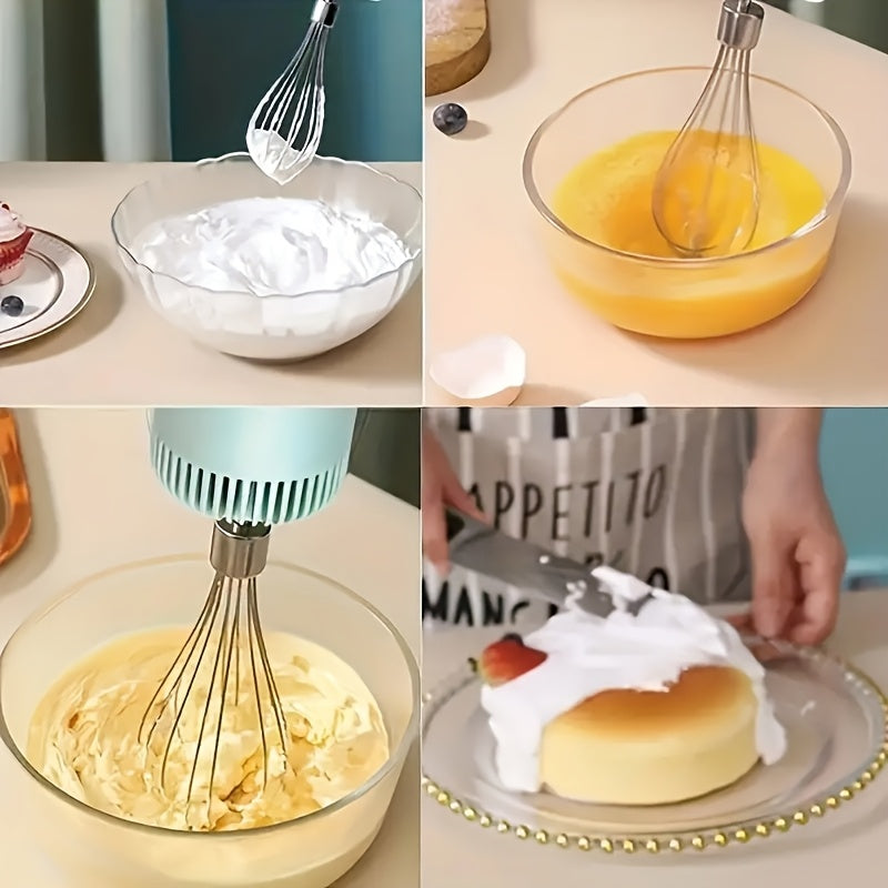 Electric Garlic Masher Egg Beater Multi functional 2-in-1 Set USB Charging Home Blender Small Meat Grinder Handheld Automatic Whipper Cake and Cream Baking Tool