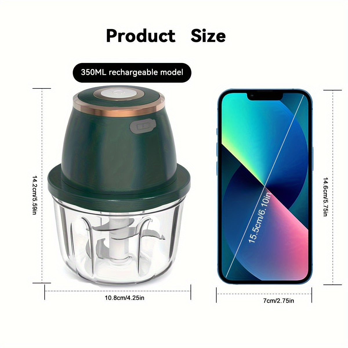 Electric Mini Garlic Mincer, 350ml USB Vegetable Onion Chopper, Portable Small Food Processor for Ginger, Chili, Vegetables, Meat, Mini kitchen appliances that are perfect for gift giving