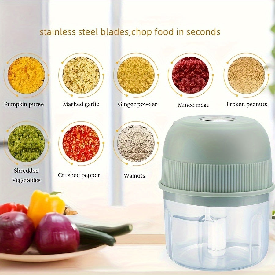 8.45oz Electric Mini Garlic Chopper USB Meat Grinder Garlic Crusher Sturdy Ginger and Vegetable Crusher with Safety Switch, Thickened, Chopper, Kitchen Gadget, Vegetable Chopping, Spacesaving Tool, Compact Design, Durable Build, Thickened Material,