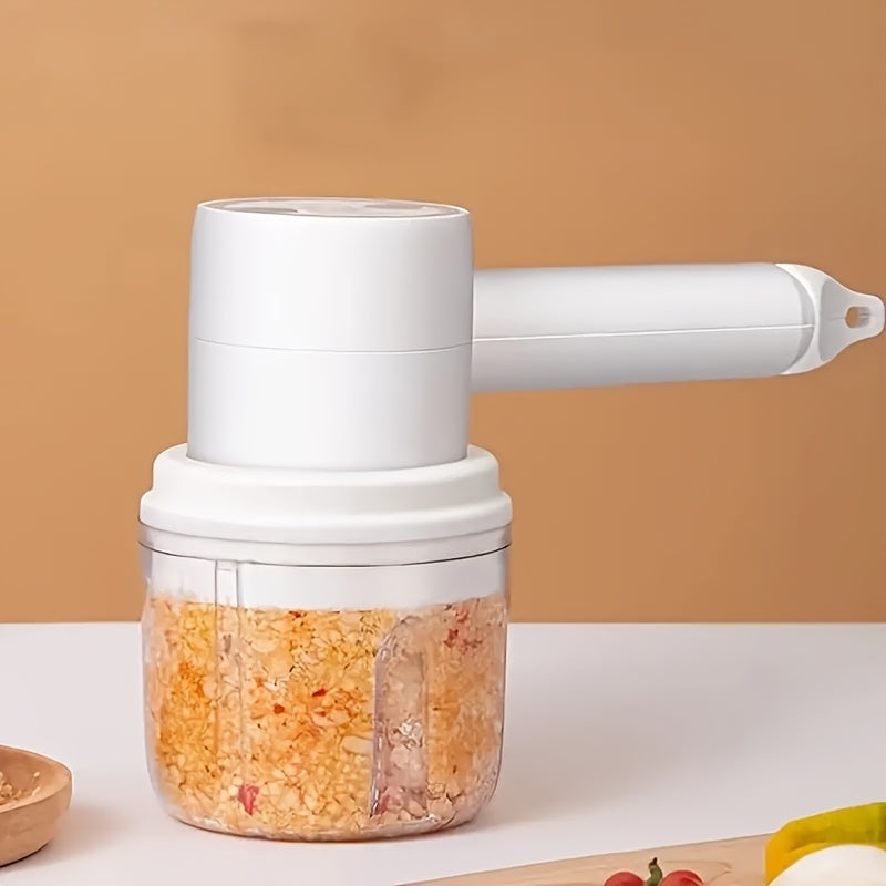 1 Set, Multifunctional Electric Garlic Press & Egg Beater 2-in-1 Kit, 30W, 1200mAh Large Capacity Portable Hand Mixer & Mini Meat Grinder with Multiple Attachments for Cake Cream Baking – USB Charging Kitchen Tool