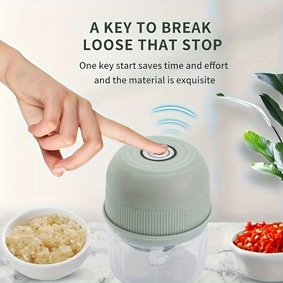 250ml Electric Mini Garlic Chopper, USB Rechargeable Meat Grinder, Stainless Steel Blade, Round ABS Cup, Safety Switch, 3600 RPM, for Ginger, Vegetables, and Meat Grinding