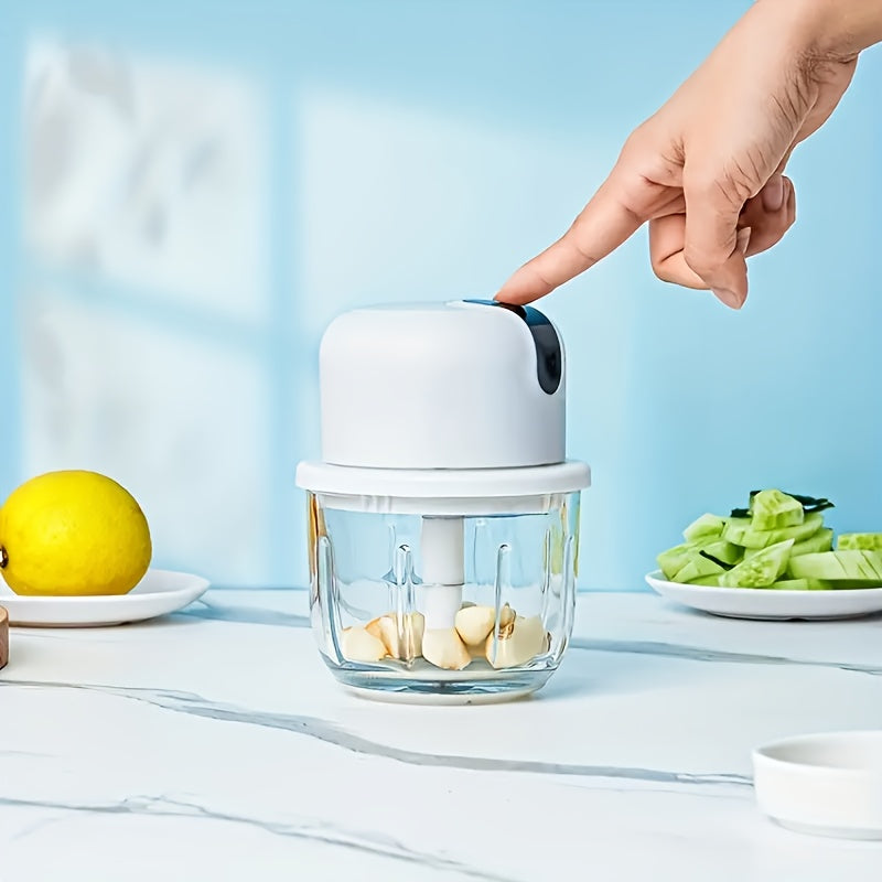 HOTU Single Pack Blender, 11.83oz Garlic Crusher Small Electric Masher, USB Rechargeable Multifunctional Electric Chopper, Household Multifunctional Meat Grinder Garlic Press Garlic Crusher, Suitable for Kitchen Appliances