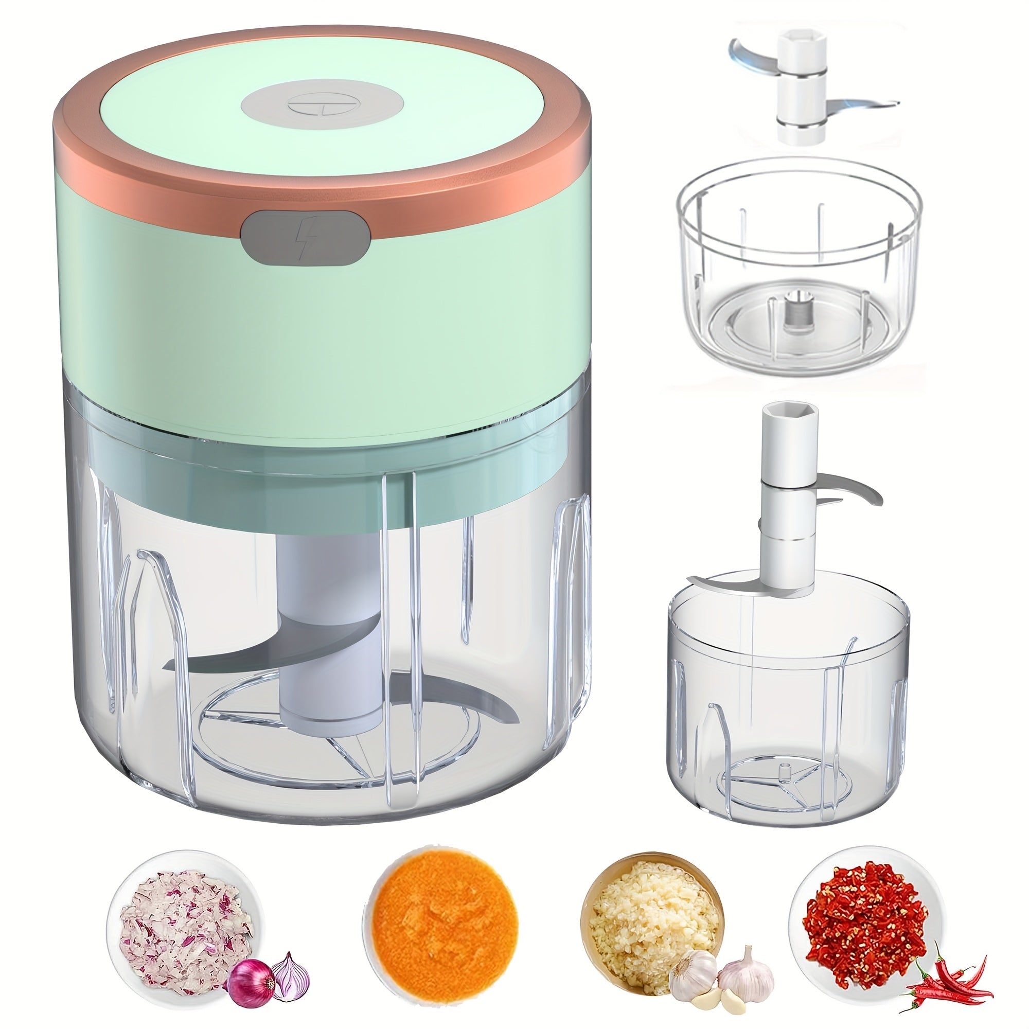Meat Grinder, Vegetable Chopper, Electric Garlic Chopper, USB Rechargeable Mini Chopper, Powerful Small Food Processor, Blender for Vegetables, Wireless Food Chopper for Ginger, Chili, Fruit, Meat, etc. 250ml