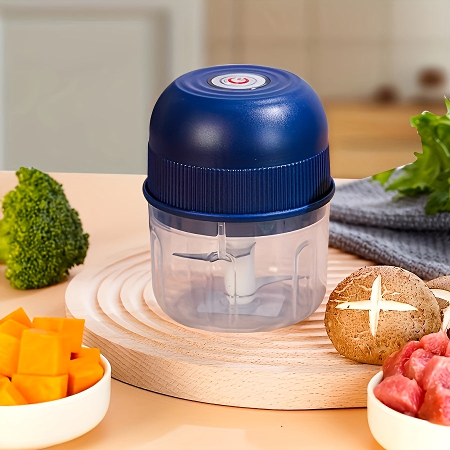 250ml Electric Mini Garlic Chopper, USB Rechargeable Meat Grinder, Stainless Steel Blade, Round ABS Cup, Safety Switch, 3600 RPM, for Ginger, Vegetables, and Meat Grinding