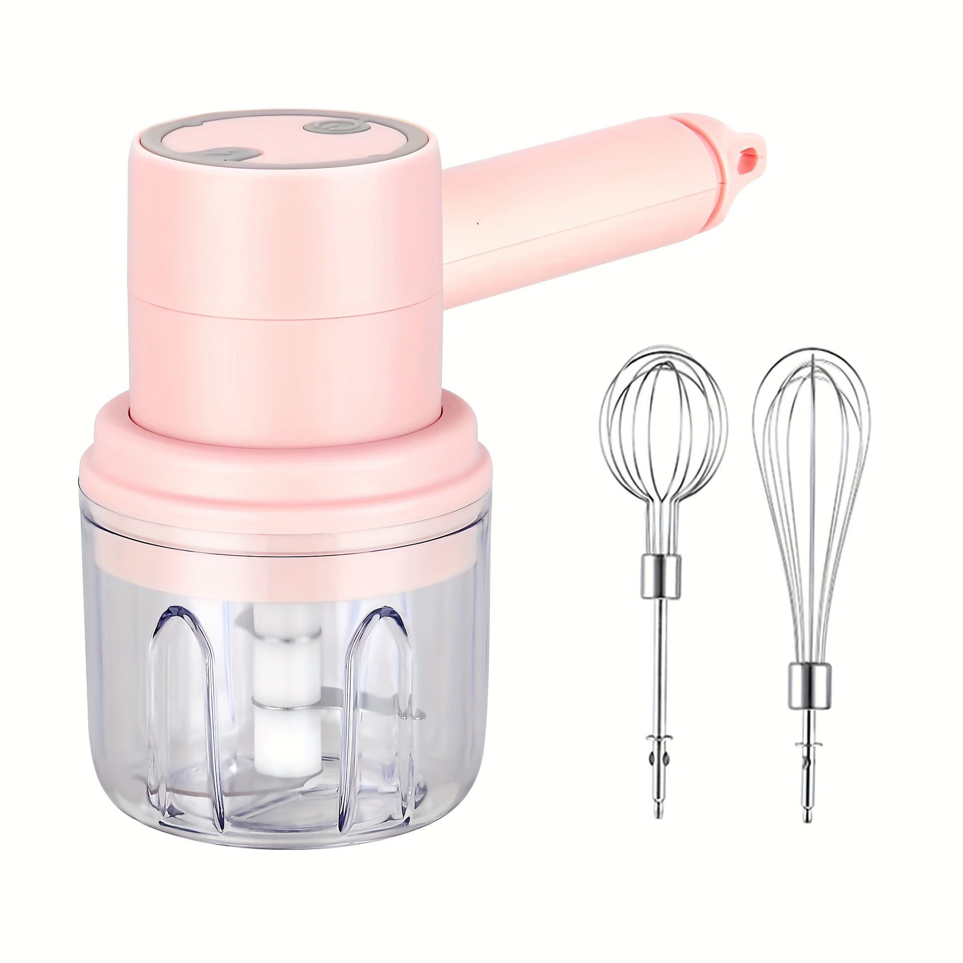 Electric Garlic Masher Egg Beater Multi functional 2-in-1 Set USB Charging Home Blender Small Meat Grinder Handheld Automatic Whipper Cake and Cream Baking Tool