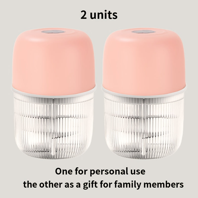 1/2 Electric Garlic Crusher & Vegetable Chopper - USB Rechargeable 6-Blade One-Handed Operation, 3 Colors (Pink/Blue/White) with Ergonomic Handle, Durable Plastic Kitchen Gadget for Garlic, Herbs, Veggies - Compact Design for Home & Professional Kitchens,