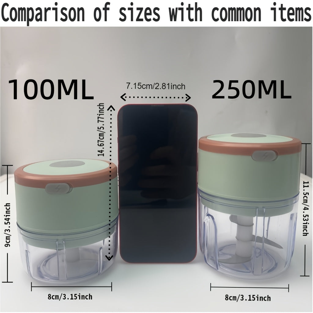 Meat Grinder, Vegetable Chopper, Electric Garlic Chopper, USB Rechargeable Mini Chopper, Powerful Small Food Processor, Blender for Vegetables, Wireless Food Chopper for Ginger, Chili, Fruit, Meat, etc. 250ml
