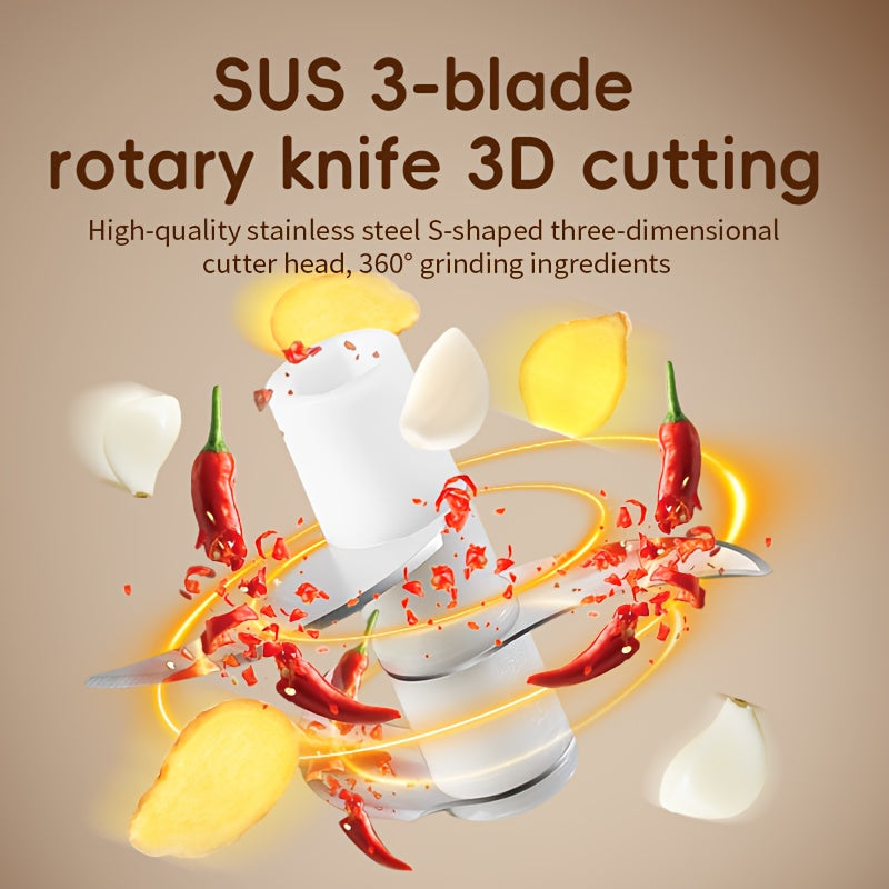 Electric Garlic Masher & Beater - USB Rechargeable Automatic Garlic Grinder with SUS Blades, Compact Design for Home Kitchen Use, Durable Plastic Construction, Garlic Crusher, Kitchen Gadget, Modern Kitchenware, Efficient Blending Technology