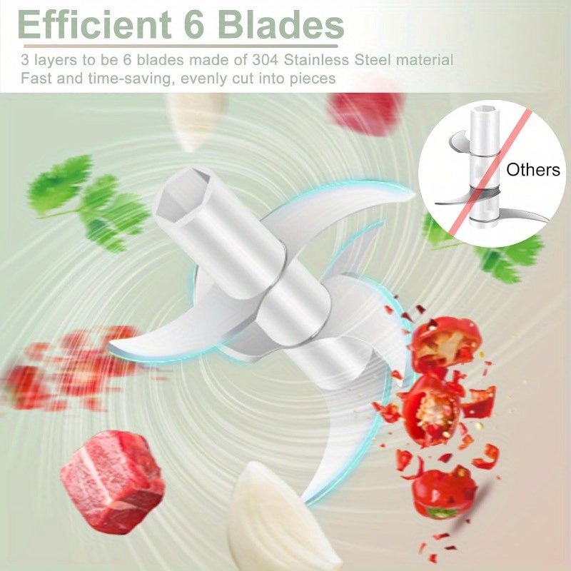 13.53oz Electric Garlic Chopper with 6 Blades, a Mini Vegetable Grinder That Is USB Portable, Suitable for Chopping Garlic, Onions, Ginger, Chili, Fruits, And Meat., Chopper For Food And Vegetable, Vegetable Chopper, Vegetable Slicer And Chopper, Kitchen