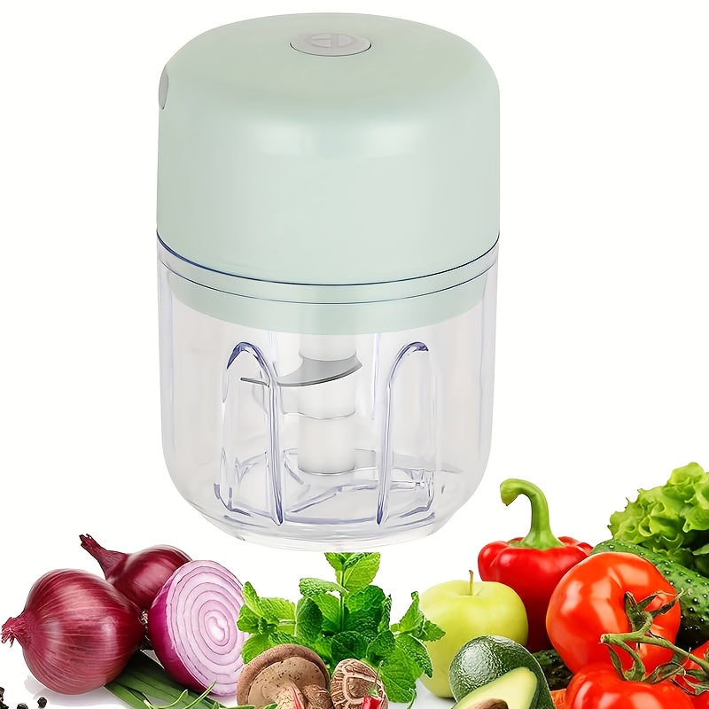8.45oz Mini Rechargeable Garlic Chopper Meat Grinder, USB Wireless Charging, 3.38/8.45oz Capacity, 30W Safe and Durable, Suitable for Kitchen, Picnic, Kitchen Gadget for Chopping Onions, Chillies, Celeriacs, Ginger, Gift Giving