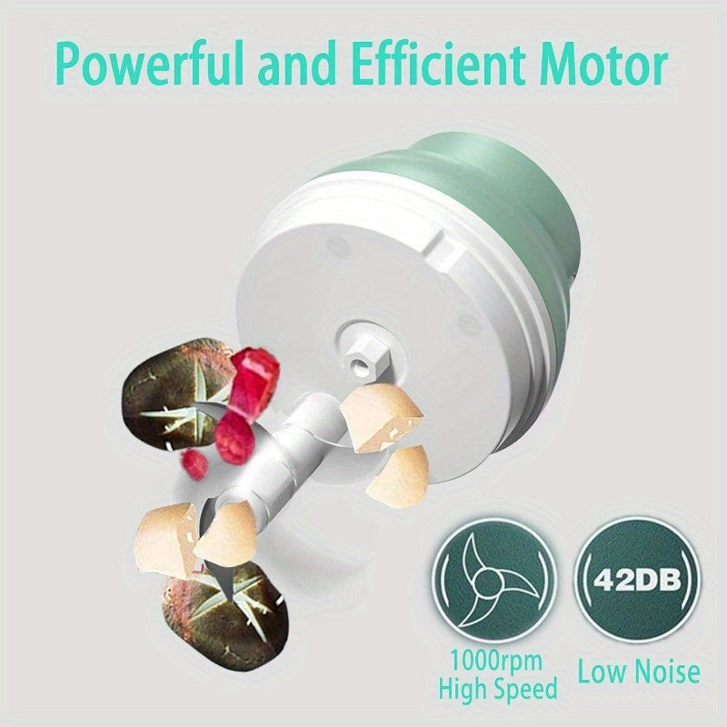 Rechargeable Garlic Chopper with 8.45oz/3.38oz Bowl & 2 Stainless Steel Blades - Heavy-Duty Powerful Food Processor for Ginger, Onion, Chili, Garlic Herbs, Nuts, Soft & Hard Foods - Waterproof BPA-Free, One-Touch Operation, Compact Design with Ergonomic