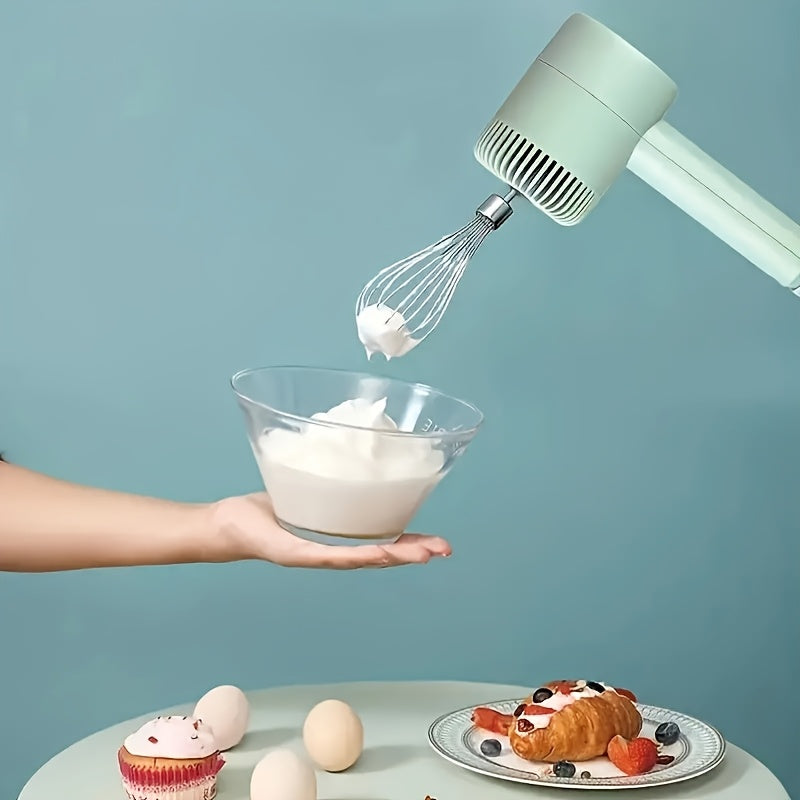 Electric Garlic Masher Egg Beater Multi functional 2-in-1 Set USB Charging Home Blender Small Meat Grinder Handheld Automatic Whipper Cake and Cream Baking Tool