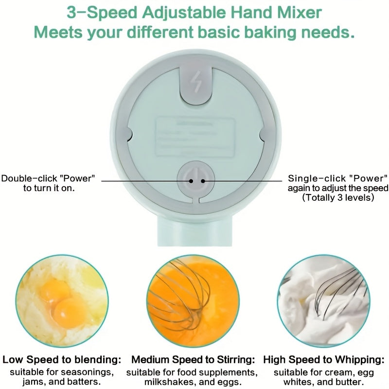 Electric Garlic Masher Egg Beater Multi functional 2-in-1 Set USB Charging Home Blender Small Meat Grinder Handheld Automatic Whipper Cake and Cream Baking Tool