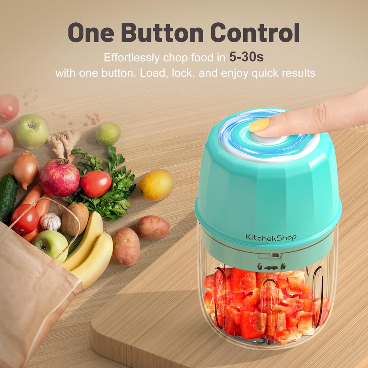 Portable Cordless Mini Food Processor - 10.14oz Large Capacity, BPA-Free Electric Chopper with Blades, for Garlic, Vegetables, Nuts, Spices, Meat - Ideal for Home, Travel, Camping, Office - Compact Blender