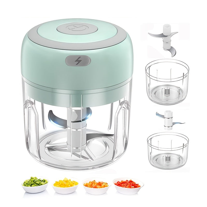 8.45oz Mini Rechargeable Garlic Chopper Meat Grinder, USB Wireless Charging, 3.38/8.45oz Capacity, 30W Safe and Durable, Suitable for Kitchen, Picnic, Kitchen Gadget for Chopping Onions, Chillies, Celeriacs, Ginger, Gift Giving