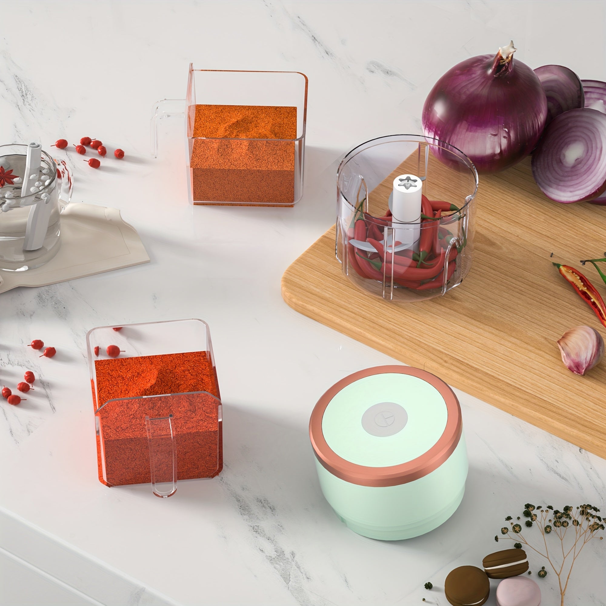 Meat Grinder, Vegetable Chopper, Electric Garlic Chopper, USB Rechargeable Mini Chopper, Powerful Small Food Processor, Blender for Vegetables, Wireless Food Chopper for Ginger, Chili, Fruit, Meat, etc. 250ml