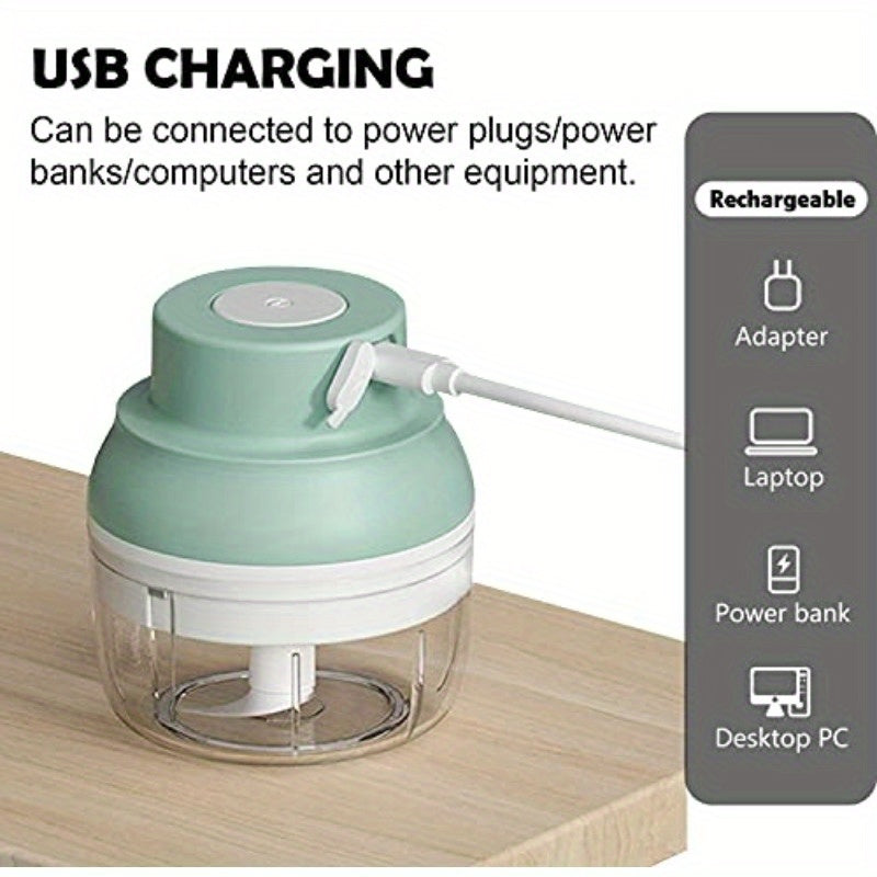 1-Touch Operation Powerful Electric Mini Food Chopper with 8.45oz & 3.38oz Bowls - 45W Motor, 2-in-1 Blade System, USB-Powered Cordless-like Operation, BPA-Free & Waterproof, 304 Stainless Steel Blades, Safety Lock & Induction System, Compact & Portable