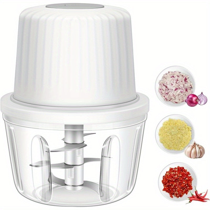 13.53oz Electric Garlic Chopper with 6 Blades, a Mini Vegetable Grinder That Is USB Portable, Suitable for Chopping Garlic, Onions, Ginger, Chili, Fruits, And Meat., Chopper For Food And Vegetable, Vegetable Chopper, Vegetable Slicer And Chopper, Kitchen