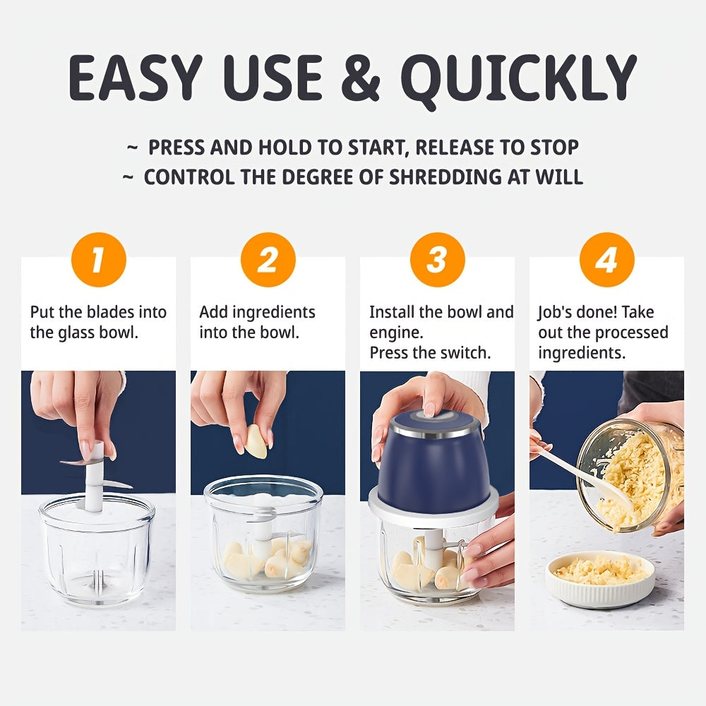 Electric Mini Garlic Mincer, 350ml USB Vegetable Onion Chopper, Portable Small Food Processor for Ginger, Chili, Vegetables, Meat, Mini kitchen appliances that are perfect for gift giving