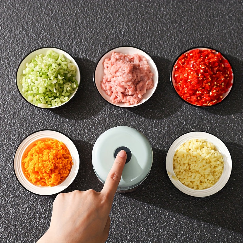 3-color options, compact electric garlic press for home and restaurant use with stainless steel blades, quickly crushes garlic and ginger, ideal for various food preparations