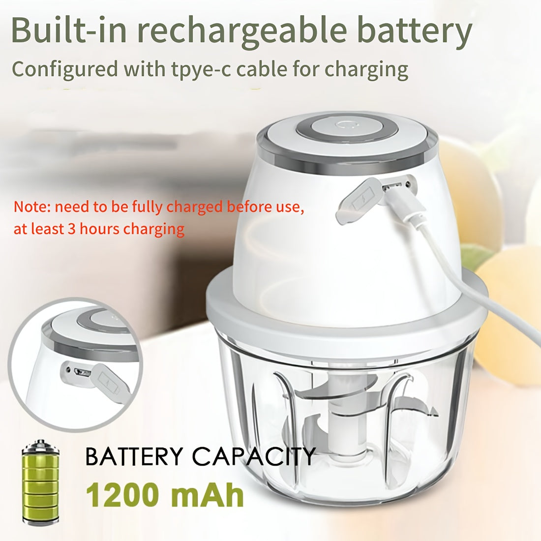 Electric Mini Garlic Mincer, 350ml USB Vegetable Onion Chopper, Portable Small Food Processor for Ginger, Chili, Vegetables, Meat, Mini kitchen appliances that are perfect for gift giving