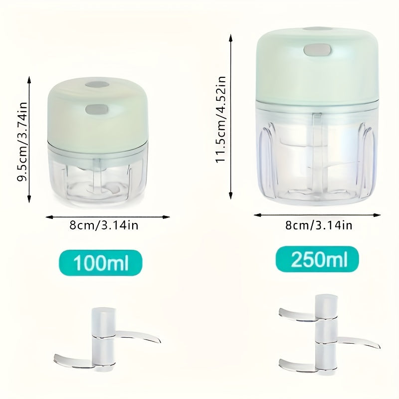 Portable 250ml Garlic Grinder: Wireless Food Processor for Ginger, Onion, Chili, Fruit, Meat, Vegetable - 304 Food Grade Stainless Steel Blade - Fast Speed - 36V USB Charging - 800RPM - 30W