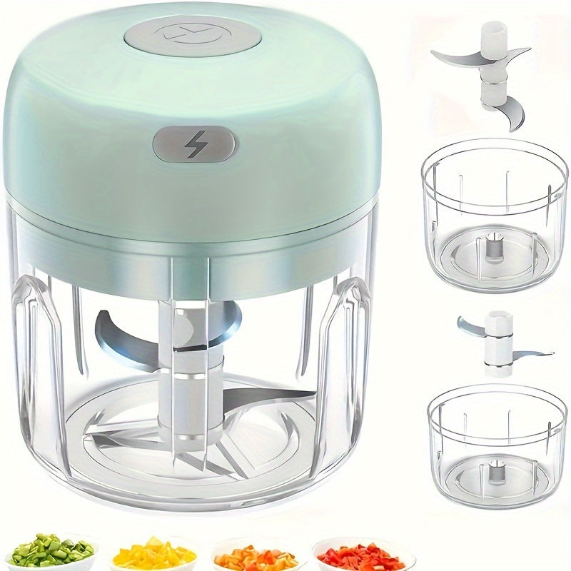 8.45oz Mini Rechargeable Garlic Chopper and Meat Grinder, Durable, Sturdy, for Crushing Garlic, Chili, Onion, Minced Meat, Nuts, and More!, Automatic Peeler for Garlic, Meal Prep Tool, Kitchen Gadget, Mini Chopper, Portable Grinder, Efficient Grinding,