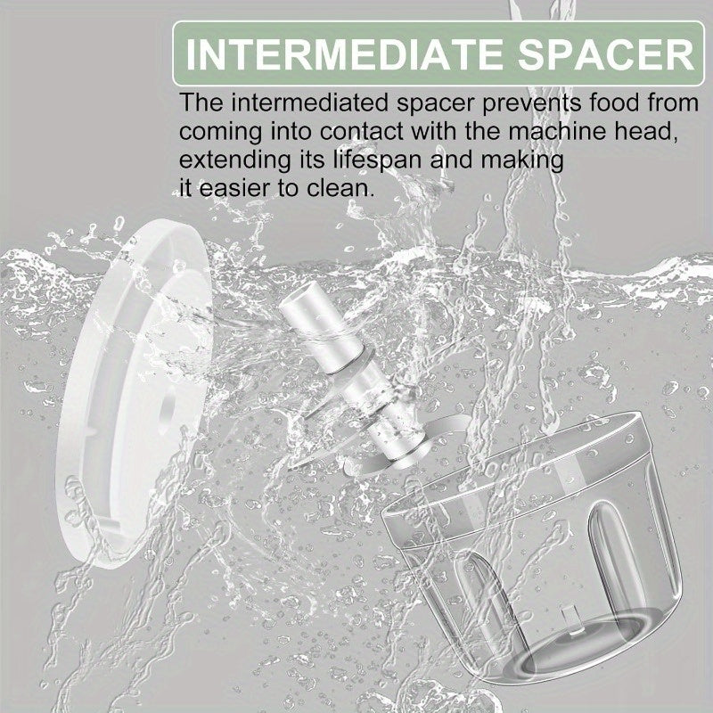 13.53oz Electric Garlic Chopper 6 Blades Garlic Grinder Mini Vegetable Chopper USB Portable Veggie Chopper Onion Mincer Food Processor for Ginger Chili Fruit Meat, Home Cooking, Quick Chopping, Sleek Grinder, Handheld Device, Efficient Chopper, Sharp,