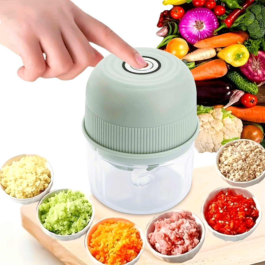 250ml Electric Mini Garlic Chopper, USB Rechargeable Meat Grinder, Stainless Steel Blade, Round ABS Cup, Safety Switch, 3600 RPM, for Ginger, Vegetables, and Meat Grinding
