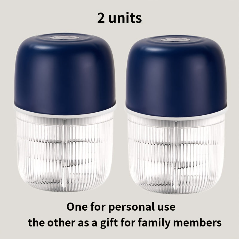 1/2 Electric Garlic Crusher & Vegetable Chopper - USB Rechargeable 6-Blade One-Handed Operation, 3 Colors (Pink/Blue/White) with Ergonomic Handle, Durable Plastic Kitchen Gadget for Garlic, Herbs, Veggies - Compact Design for Home & Professional Kitchens,