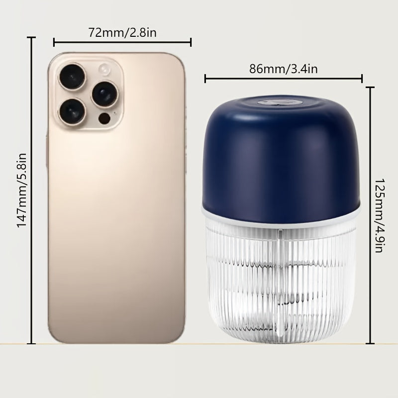 1/2 Electric Garlic Crusher & Vegetable Chopper - USB Rechargeable 6-Blade One-Handed Operation, 3 Colors (Pink/Blue/White) with Ergonomic Handle, Durable Plastic Kitchen Gadget for Garlic, Herbs, Veggies - Compact Design for Home & Professional Kitchens,