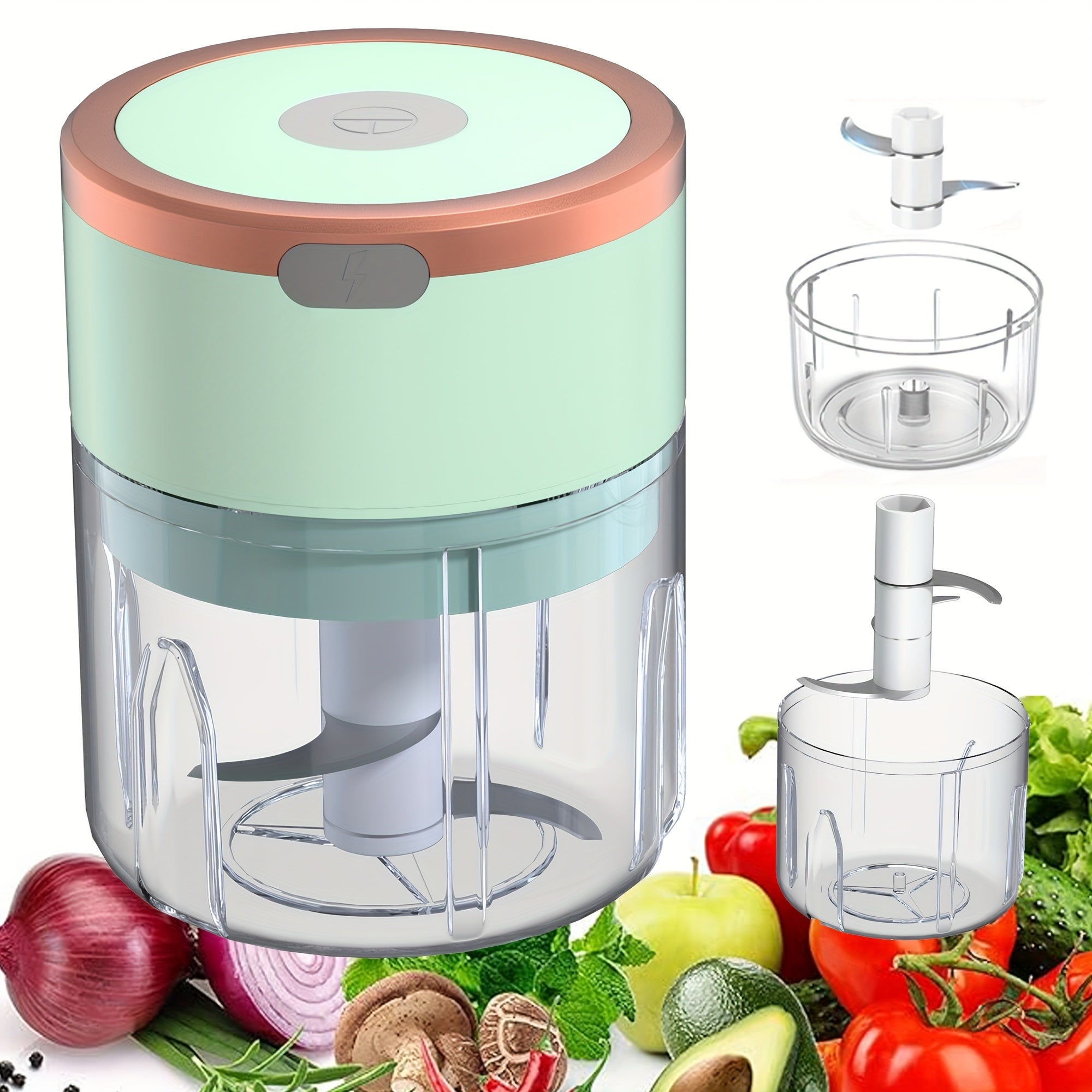 Meat Grinder, Vegetable Chopper, Electric Garlic Chopper, USB Rechargeable Mini Chopper, Powerful Small Food Processor, Blender for Vegetables, Wireless Food Chopper for Ginger, Chili, Fruit, Meat, etc. 250ml