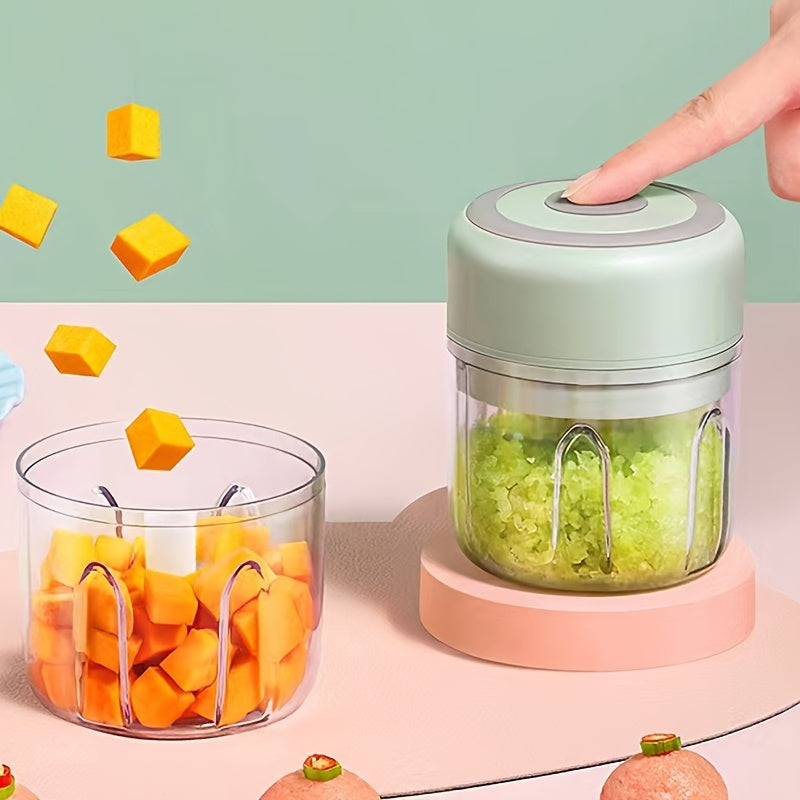 8.45oz Mini Rechargeable Garlic Chopper Meat Grinder, USB Wireless Charging, 3.38/8.45oz Capacity, 30W Safe and Durable, Suitable for Kitchen, Picnic, Kitchen Gadget for Chopping Onions, Chillies, Celeriacs, Ginger, Gift Giving
