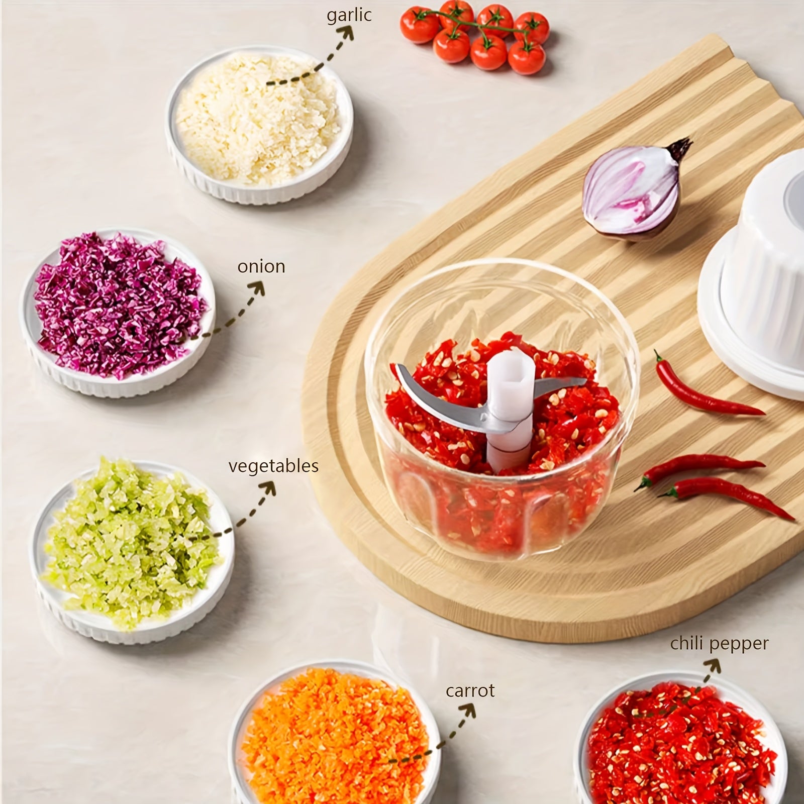 6-Blade USB Rechargeable Electric Garlic Mincer 400ml 14oz Large Capacity Mini Food Processor/Wireless Portable Vegetable Chopper, Food Grinder for Garlic/Ginger/Onion/Pepper/Nuts/Infant Food— Chef Friend Gift Choice/Kitchen Enthusiast Favorite