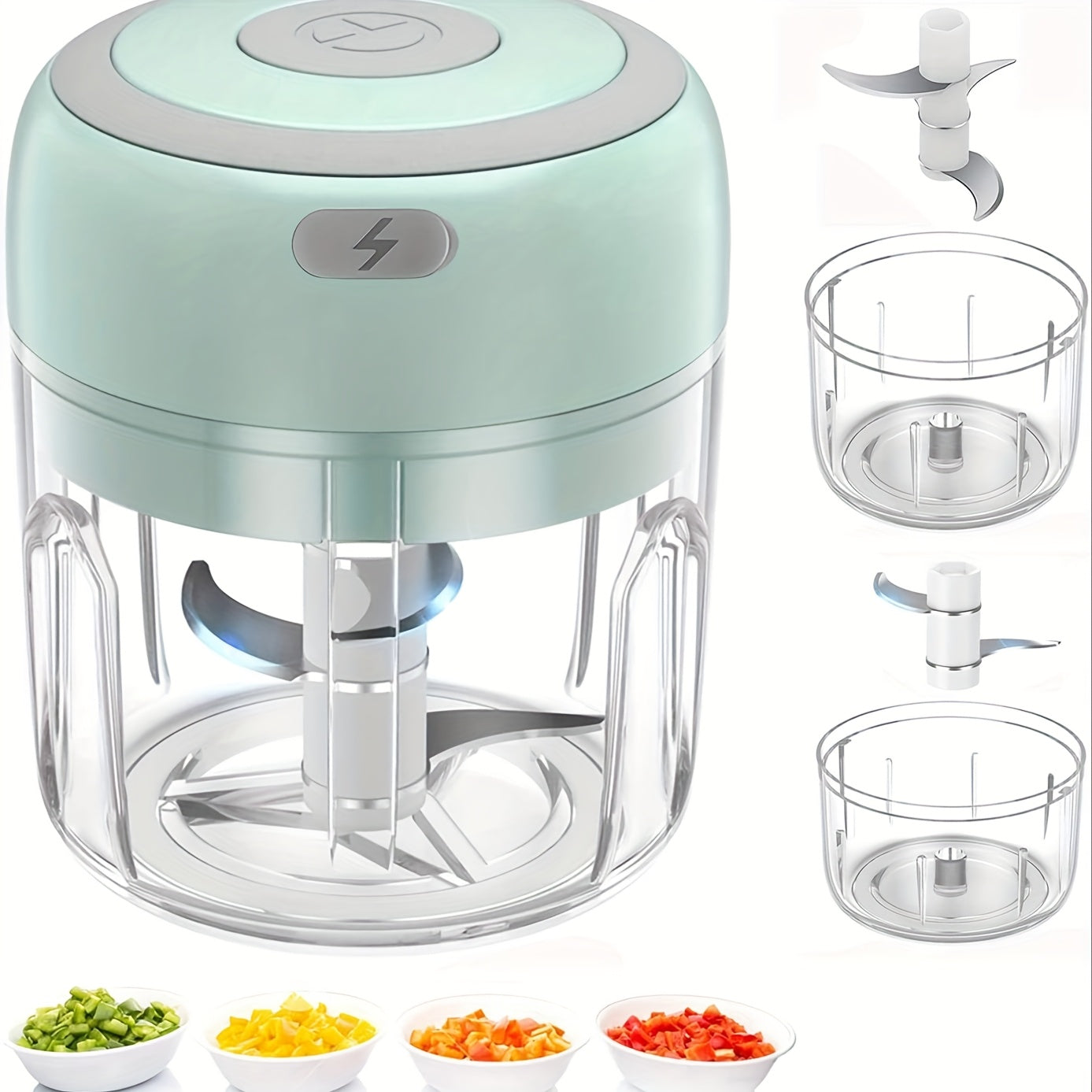 Electric Mini Food Chopper, Rechargeable Small Food Processor, Suitable for Garlic, Fruit Puree, Onions, Herbs, Vegetables, Ginger, Fruit Blender, Holiday Gift