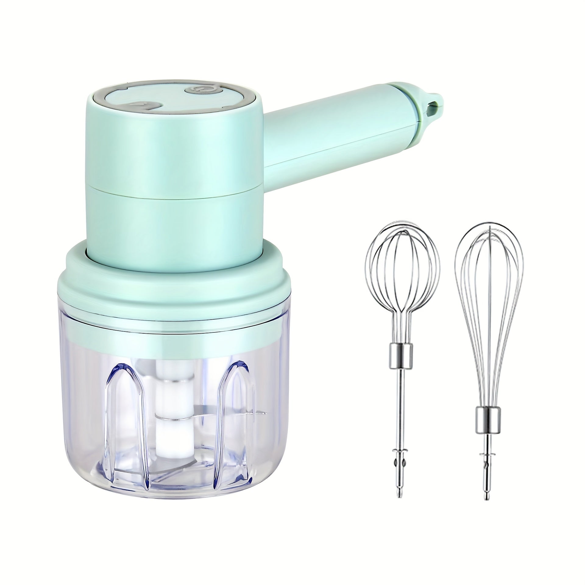 Electric Garlic Masher Egg Beater Multi functional 2-in-1 Set USB Charging Home Blender Small Meat Grinder Handheld Automatic Whipper Cake and Cream Baking Tool