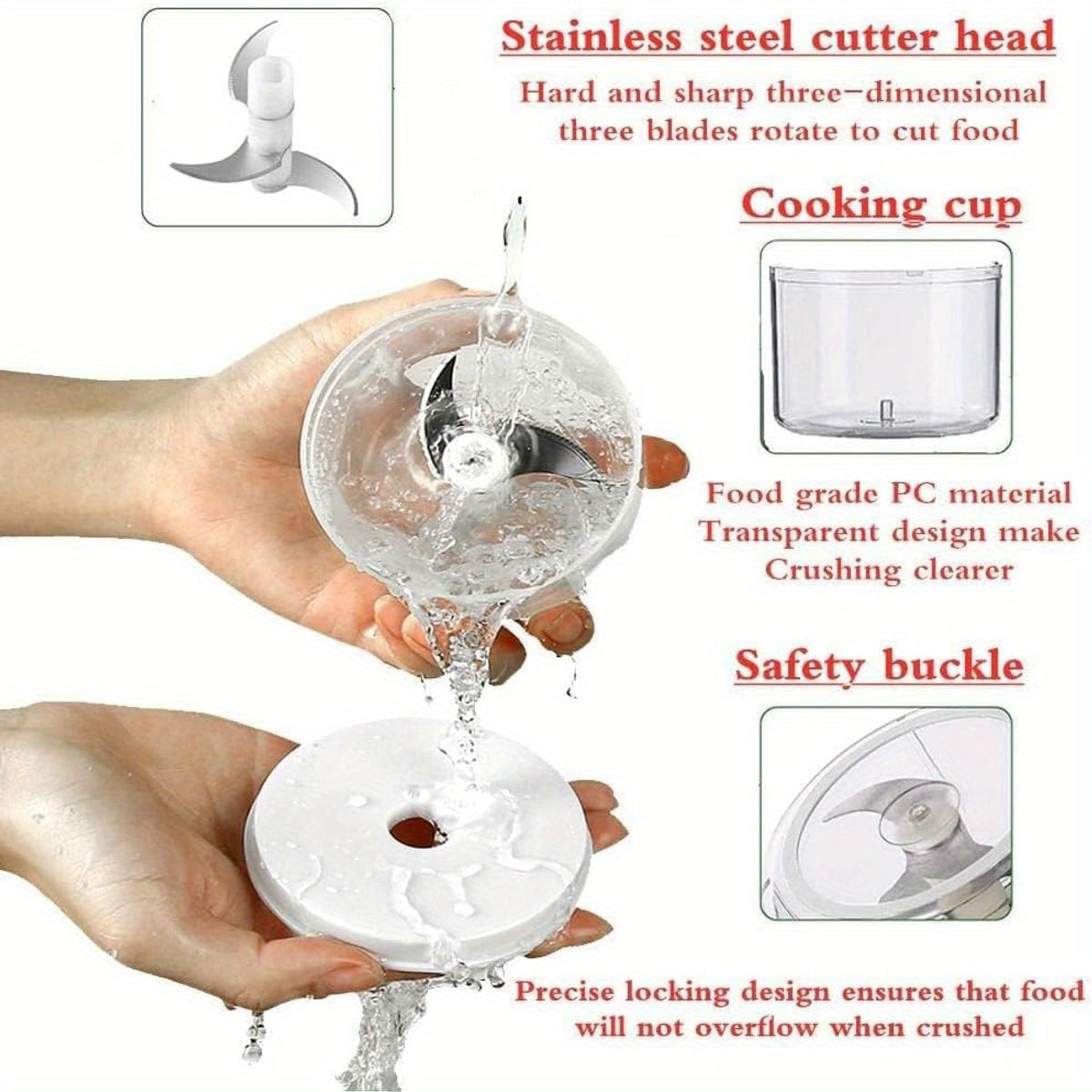 8.45oz Electric Garlic Chopper, Compact Portable Vegetable Chopper, Garlic Grinder And Masher, Onion Chopper, Blender for Vegetables, Cordless Food Processor for Ginger, Chili, Fruits, Meat, And More.
