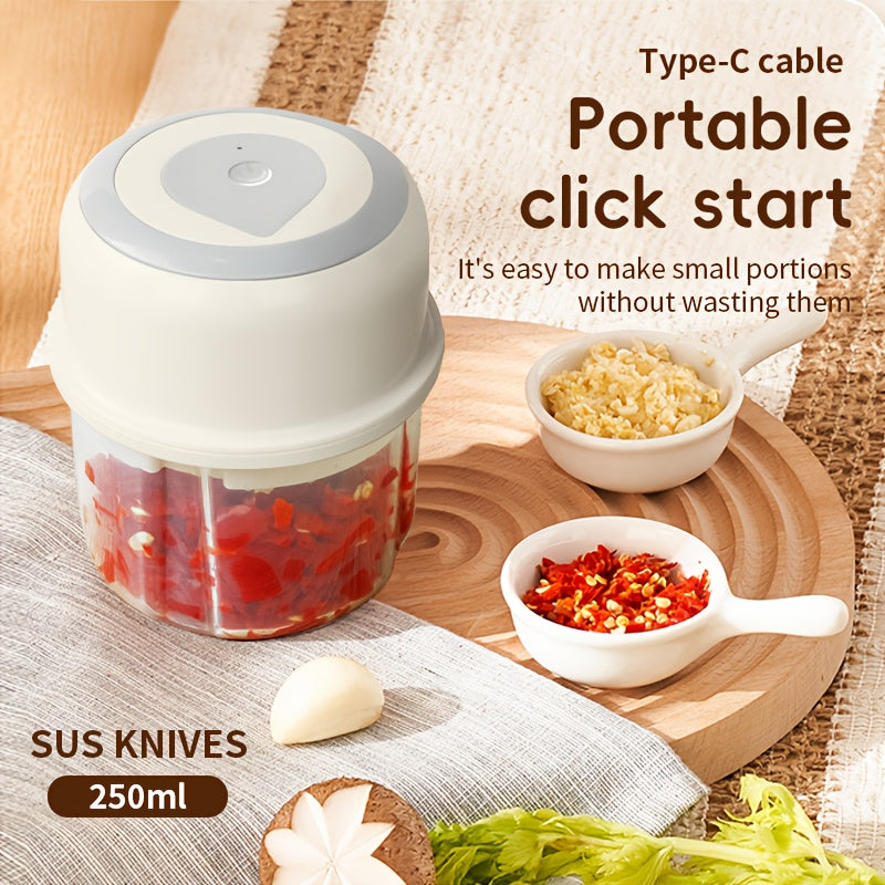 Electric Garlic Masher & Beater - USB Rechargeable Automatic Garlic Grinder with SUS Blades, Compact Design for Home Kitchen Use, Durable Plastic Construction, Garlic Crusher, Kitchen Gadget, Modern Kitchenware, Efficient Blending Technology
