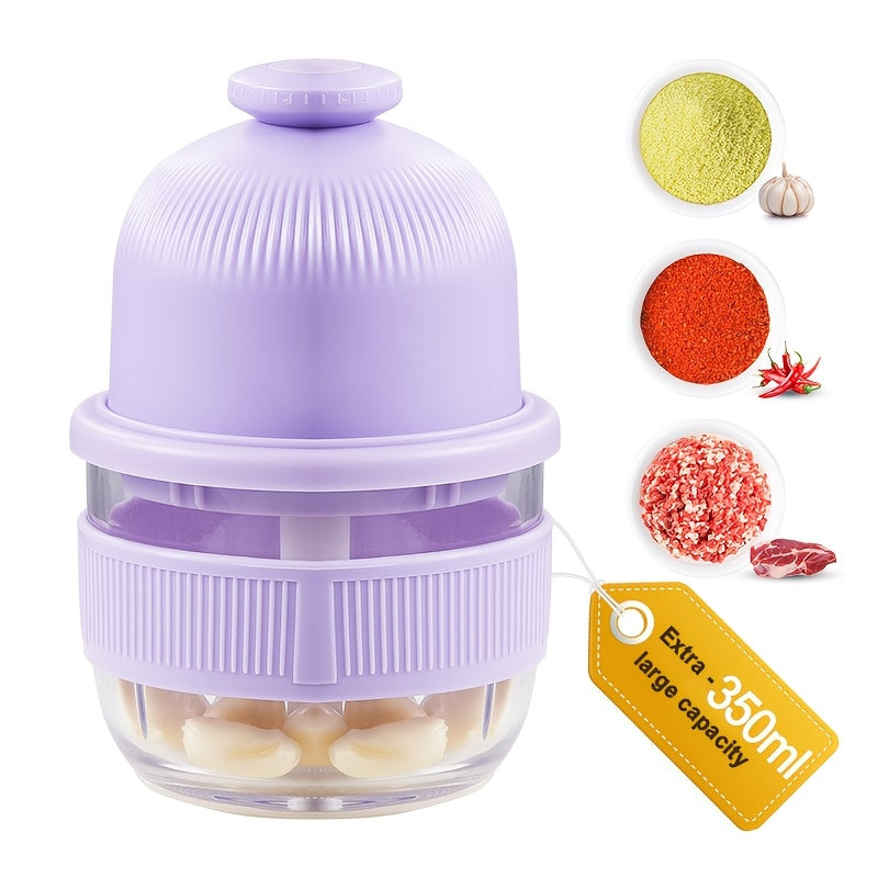 1pc Electric Garlic Chopper, Mini Portable Vegetable Chopper, 350ml GarlicGrinderCrusher Onion Chopper, Vegetable Blender, Cordless Food Processor for Ginger.ChiliFruits, Meat, Etc, Blender Machine Barbell, Kitchen Gadgets